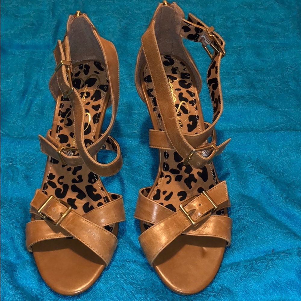 Jessica Simpson Strappy Leather Heels. NWOT